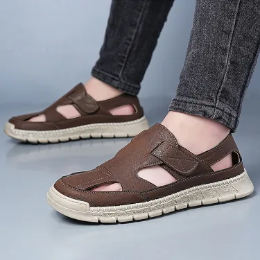 VELCRO MEN'S CASUAL LEATHER SANDALS GB-2507